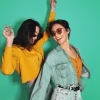 two friends dancing