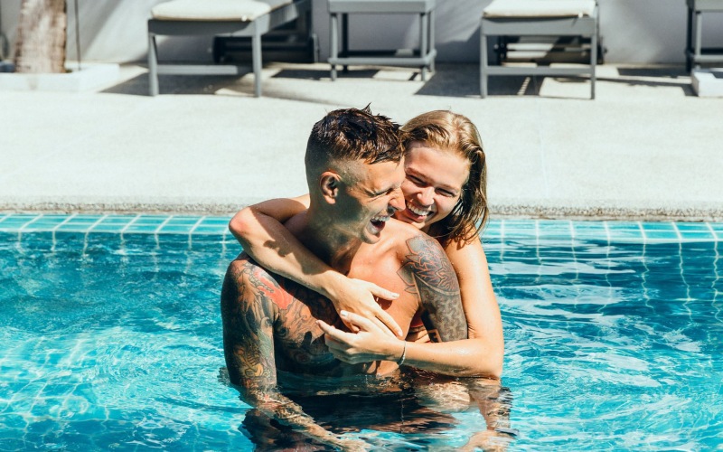a couple in a pool